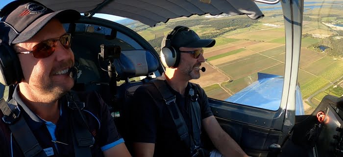 Flying over the cane fields